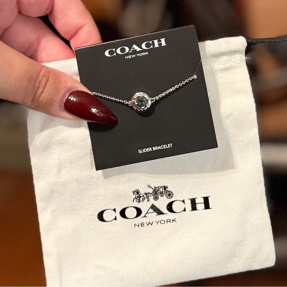 NEW‼️ COACH open circle  Blue Gemstone Silver slider adjustable bracelet! - Picture 9 of 15